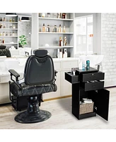 Skonyon Salon Station Storage Cabinet with 6 Hair Dryer Holders for Hair Stylist-Black
