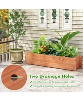 Sugift Fir Wood Planter Box with 2 Drainage Holes and 3 Added Bottom Crossbars-Orange