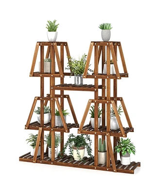 Sugift 5-Tier 10 Potted Wood Plant Stand for Multiple Plants