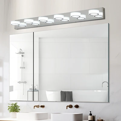 Streamdale Furniture Led Modern Chrome 6-Light Vanity Lights Fixtures Over Mirror Bath Wall Lighting