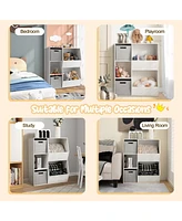 Gymax Kids Toy Storage Organizer 5 Cubbies Wooden Bookshelf Display Cabinet w/ Drawers