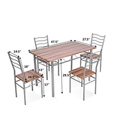 Skonyon 5 Pieces Wood Metal Dining Table Set with 4 Chairs