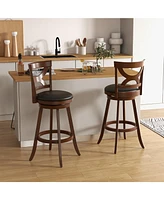 Skonyon Swivel Bar Stools Set of 2 with Soft Cushion and Elegant Hollow Backrest