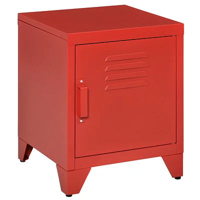 Simplie Fun Red Locker-Style Side Table with Adjustable Shelf