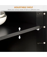 Black Sideboard Buffet with Adjustable Shelves