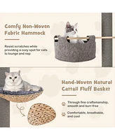 Skonyon Floor to Ceiling Cat Tree with 93 Inch-107 Inch Adjustable Height-Gray