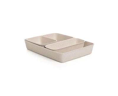 Superio Decorative Plastic Drawer Organizer Bins, Lilac (Set of 5)