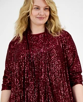 Anne Klein Plus Sequined Draped-Front Cardigan Jacket