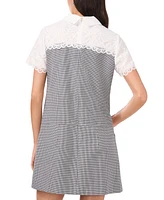 CeCe Women's Lace-Trim Houndstooth Shift Dress