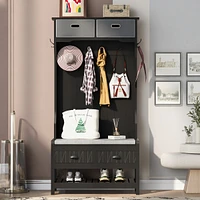 Streamdale Furniture 3-in-1 Hall Tree with Hooks, Bench, and Storage