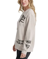 Dkny Women's Graffiti Logo Crewneck Fleece Sweatshirt