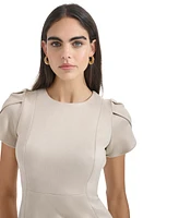 Calvin Klein Women's Tulip-Sleeve Jewel-Neck Dress