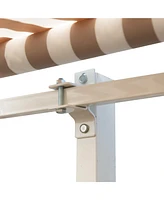 13' Retractable Patio Awning, Uv/Water-Resistant, Beige Stripes
