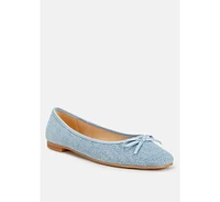 Rag & Co Vigilante Bow Detail Denim Ballerinas