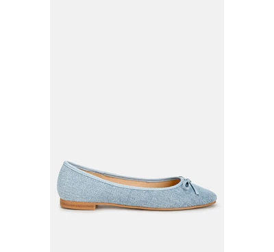 Rag & Co Vigilante Bow Detail Denim Ballerinas