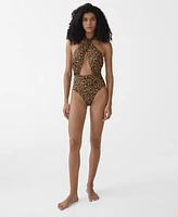 Mango Women's Leopard Print Swimsuit