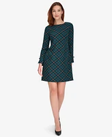 Tommy Hilfiger Petite Plaid Long-Sleeve Bow-Cuff Dress