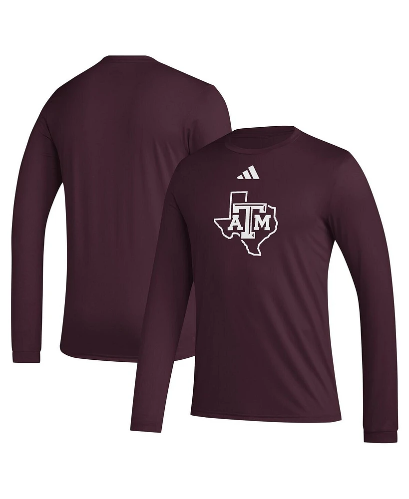 Adidas Men's Maroon Texas A&M Aggies Primary Locker Logo Pre-Game Long Sleeve T-Shirt