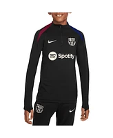 Nike Big Boys and Girls Black Barcelona 2024/25 Strike Drill Quarter-Zip Long Sleeve Performance Training Top