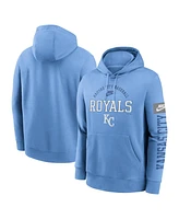 Nike Men's Light Blue Kansas City Royals Cooperstown Collection Splitter Club Fleece Pullover Hoodie