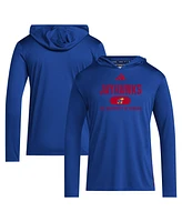 Adidas Men's Royal Kansas Jayhawks 2024 Sideline Hooded Long Sleeve T-Shirt