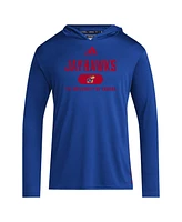 Adidas Men's Royal Kansas Jayhawks 2024 Sideline Hooded Long Sleeve T-Shirt