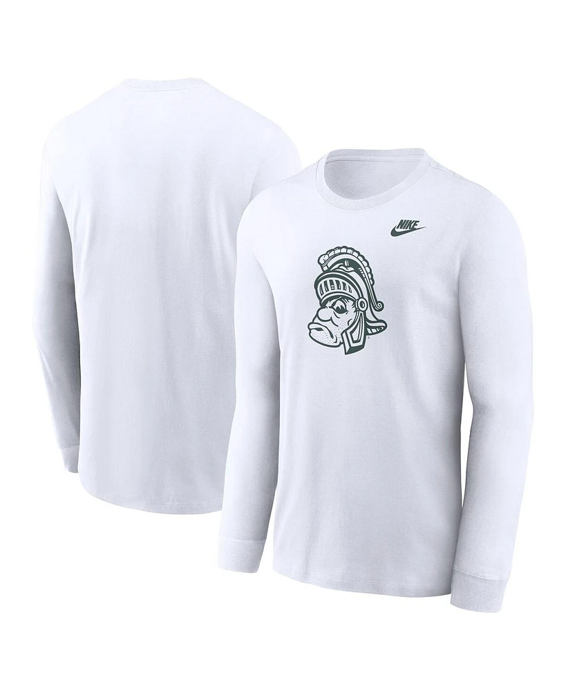 Nike Men's White Michigan State Spartans Legacy Primary Logo Long Sleeve T-Shirt