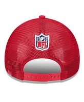 New Era Men's Stone/Scarlet San Francisco 49ers 2024 Sideline Historic 9FORTY A-Frame Trucker Adjustable Hat