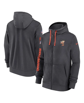 Nike Men's Anthracite Cleveland Browns 2024 Sideline Club Full-Zip Hoodie