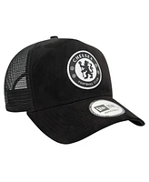 New Era Men's Black Chelsea Suede A-Frame Trucker 9FORTY Adjustable Hat