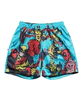 Chalk Line Men's Light Blue Deadpool Wolverine Best Bubs Retro Shorts