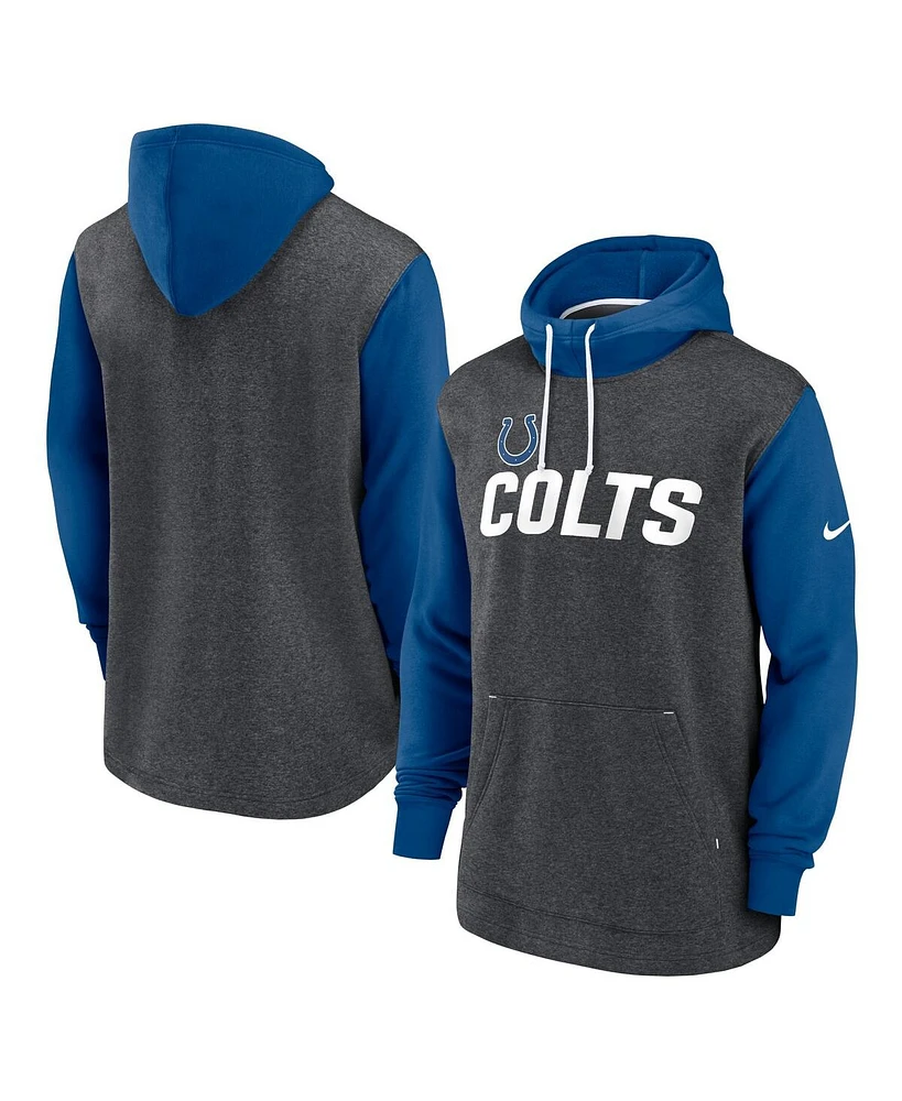 Nike Men's Heathered Charcoal/Royal Indianapolis Colts Surrey Legacy Pullover Hoodie