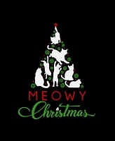 La Pop Art Men's Meowy Christmas Tree Raglan Baseball Word T-Shirt