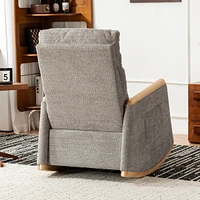 Comfortable Upholstered Rocking Chair with Solid Wood Base