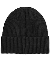 Dkny Women's Supersoft Ribbed Logo Patch Beanie