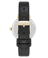 Anne Klein Women's Quartz Easy to Read Leather and Gold-Tone Alloy Metal Watch, 32.5mm