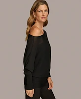 Donna Karan New York Women's Asymmetrical Neckline Ribbed Sweater