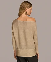 Donna Karan New York Women's Asymmetrical Neckline Metallic Sweater