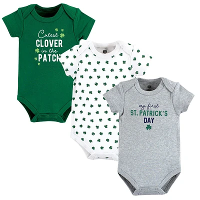 Hudson Baby Boys Cotton Bodysuits, Cutest Clover, 3-Pack