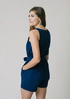 Hope & Henry Women's Flutter Button Front Romper
