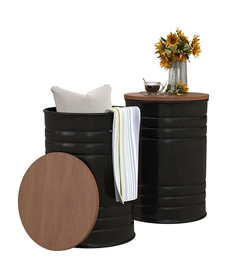 Simplie Fun Nesting Storage Ottomans Set of 2 with Lids, Hidden Space