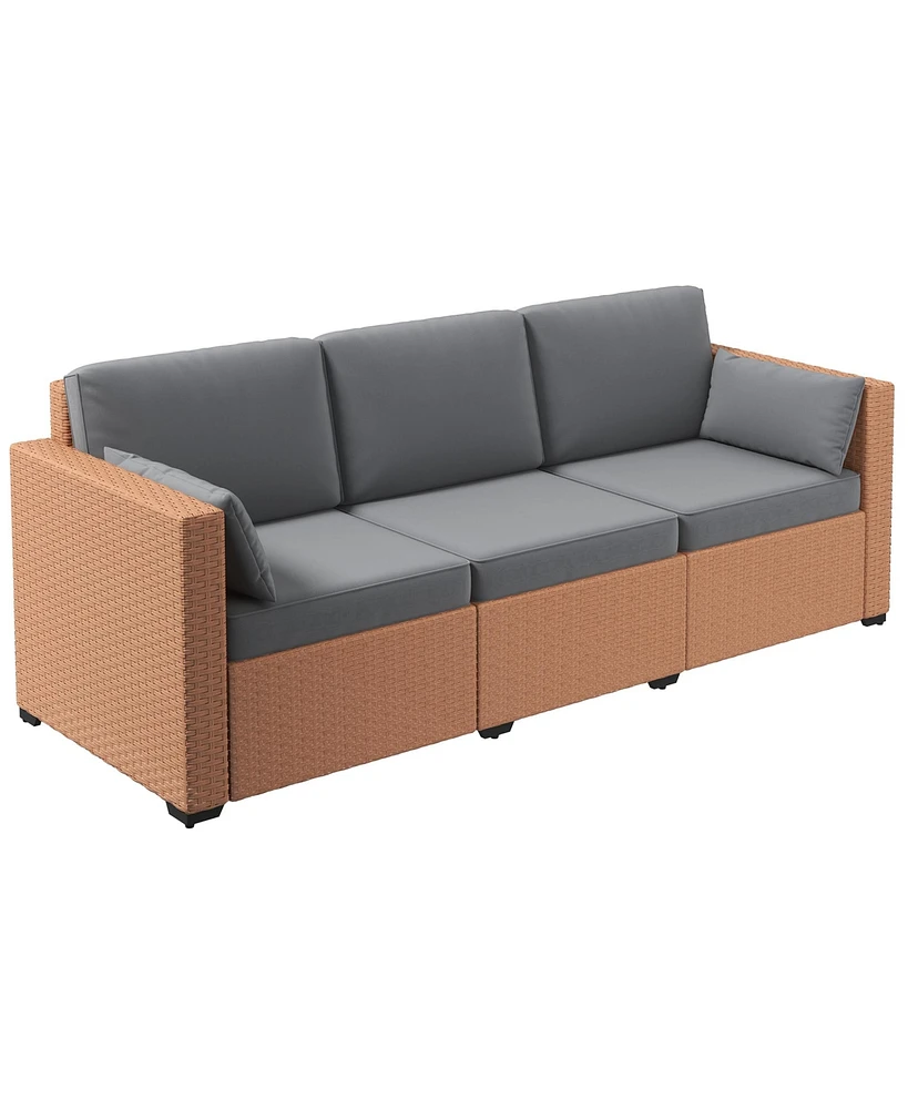 Streamdale Furniture Wicker Patio Sofa with Cushions