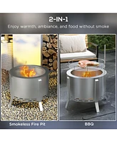 Streamdale Furniture 2-in-1 Wood Fire Pit and Bbq Grill