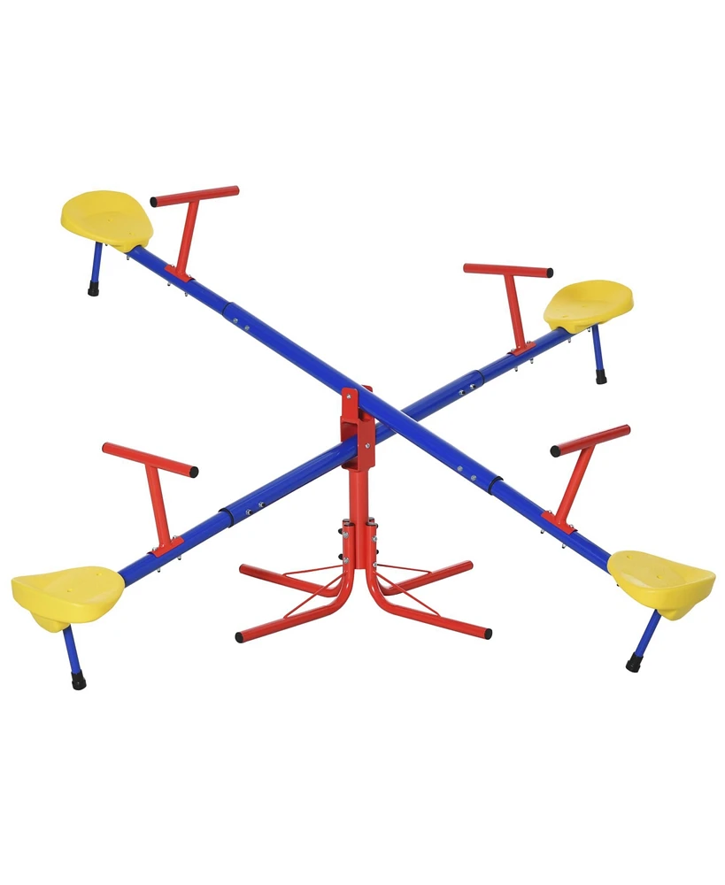 Simplie Fun 4-Seater Swivel Seesaw Outdoor Playground Equipment