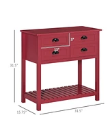 Streamdale Furniture Red Coffee Bar Cabinet with Drawers and Open Shelf