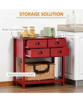 Streamdale Furniture Red Coffee Bar Cabinet with Drawers and Open Shelf