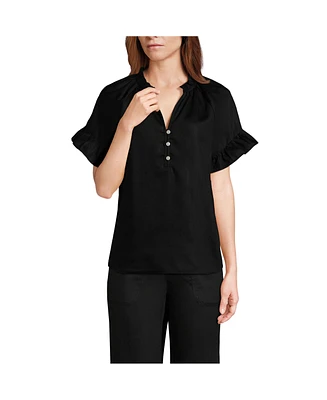 Lands' End Women's Tencel Fiber Ruffle Blouse