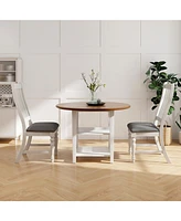 Skonyon Set of 2 Dining Chairs Kitchen Side Chair with Solid Wood Legs-White