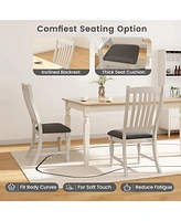 Skonyon Set of 2 Dining Chairs Kitchen Side Chair with Solid Wood Legs-White