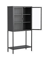 Heavy Duty Storage Cabinet with Glass Doors and Shelves